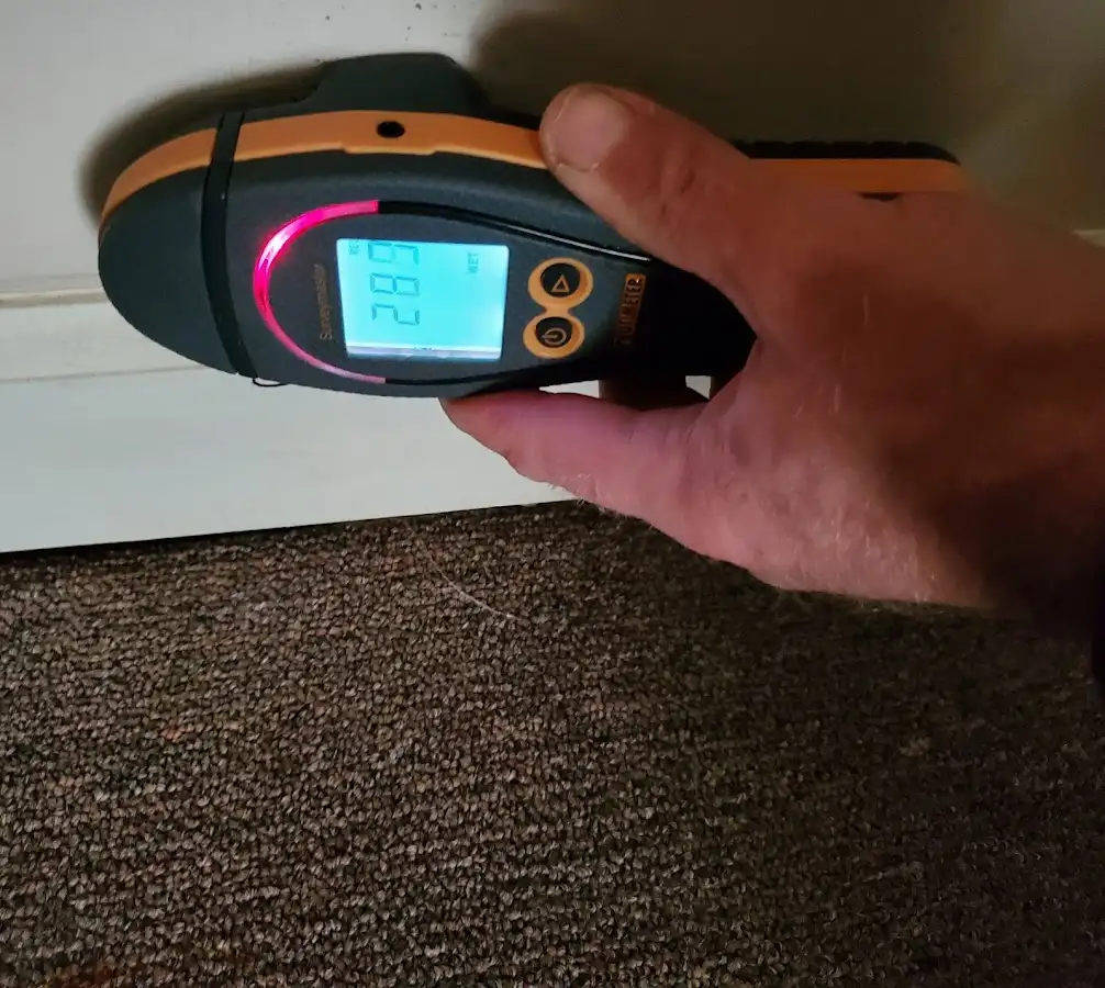 Moisture detection at baseboard during Burst Pipe Cleanup in Longmont